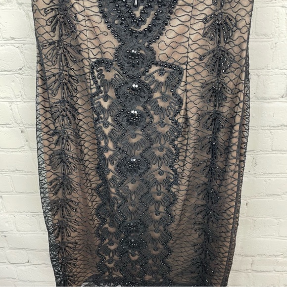 SUE WONG Black Lace Beaded Pattern Sleeveless Dress size 6 - Picture 6 of 9
